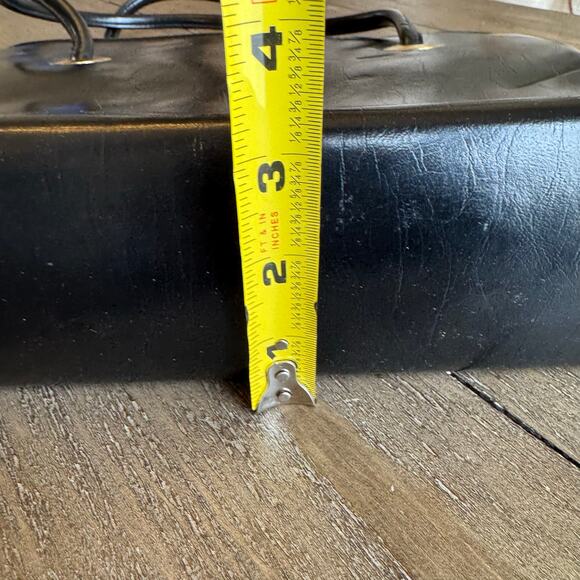 VTG 60's Black Accordion Pocket Snap Over Kisslock Handbag Double Straps Retro - Picture 14 of 16